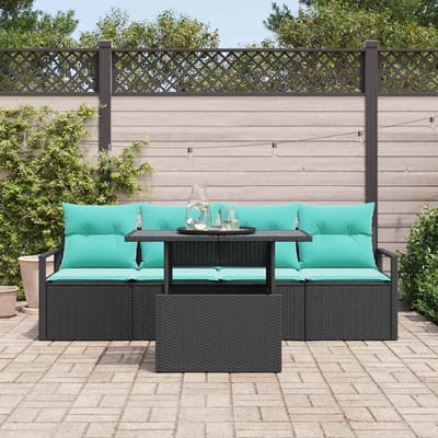 vidaXL - Tuinbank - Set - 5 - st - 4-Aantal - zitplaatsen - Zwart - poly - rattan