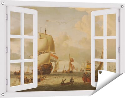 Gards Tuinposter Doorkijk De Rede van Enkhuizen - Abraham Storck - 90x60 cm - Tuindoek - Tuindecoratie - Wanddecoratie buiten - Tuinschilderij
