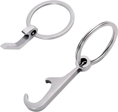 Multifunctionele Sleutelhanger Flesopener van RVS - 2 Stuks voor Feestjes, Kamperen en Cadeaus