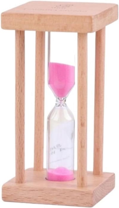 Zandloper Timer - Zandklok Keuken - Tijd Meten - Massief Houten Frame - 3 minuten - Roze