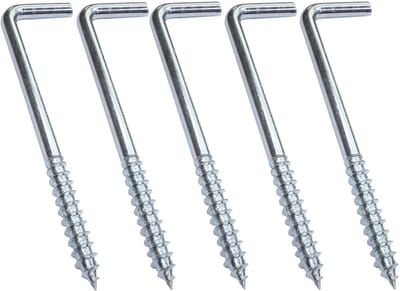 Dailygoods- Schroefhaken Set van 5 Stuks - Type L - Verzinkt Staal - Ø 4,2 x 80 mm - Bevestigingselement - Eenvoudig te Monteren - Haakjes