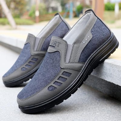 Heren Casual Sportschoenen Modieuze Oude Peking Stoffen Schoenen Slijtvast Lichtgewicht Instapper Casual Sportschoenen 40 grijze kleur