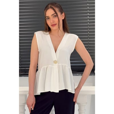 V-hals Knoploze Mouwloze Blouse
