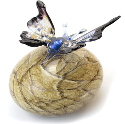 Loranto - Urnen - Kleine Urn Vlinder Blauw - Bruine Steen - Luxe Urn