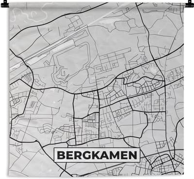 Wandkleed - Wanddoek - Stadskaart - Plattegrond - Bergkamen - Duitsland - Kaart - 180x180 cm - Wandtapijt