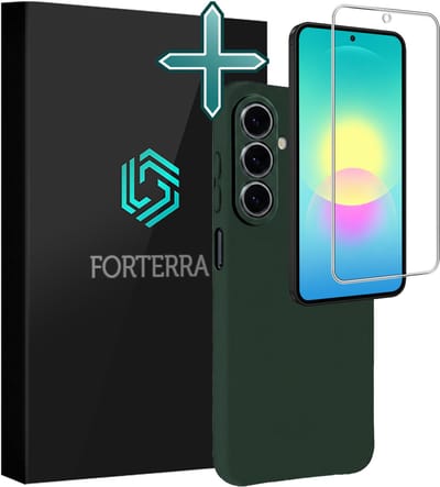Hoesje Met Screenprotector - Geschikt voor Samsung Galaxy A27 - Sterk & Shockproof - Telefoon Hoes - Back Cover - Siliconen Case - Donkergroen