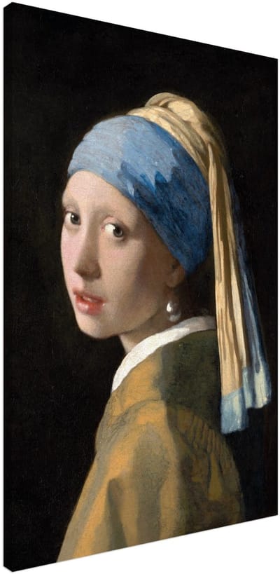 Canvas Schilderij - Johannes Vermeer – Meisje met de parel 60x90 cm - Kunst Wanddecoratie Woonkamer & Slaapkamer