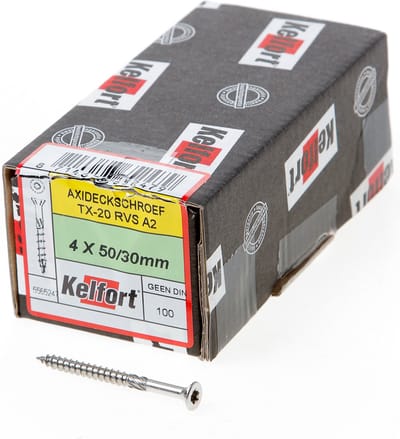 Kelfort Vlonderschroef platverzonken kop RVS A2 T20 4.0 x 50/30mm