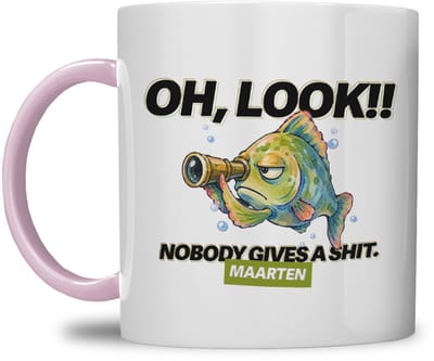 Mok | "Oh, Look! Nobody Gives a Shit" | Gepersonaliseerd met Naam | Humor mok | Roze