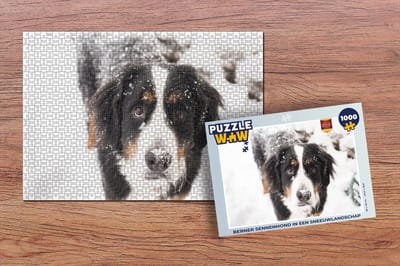 Puzzel Berner Sennenhond in een sneeuwlandschap - Legpuzzel - Puzzel 1000 stukjes volwassenen