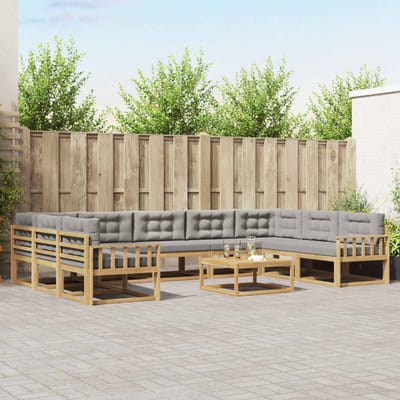 vidaXL - Buiten - bank - set - 10 - st - Wit - en - Lichtgrijs