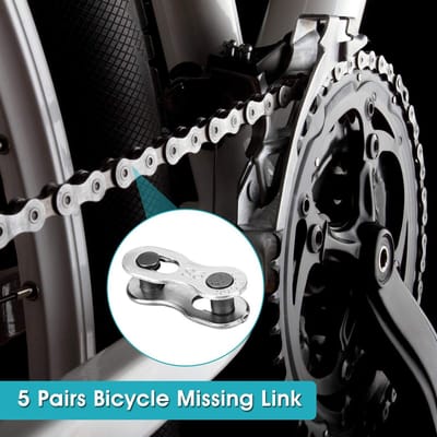 Dailygoods- Fietskettingschakel 5 Paar - Snelsluiting - 6/7/8/9/10 Snelheid - Staal - Treksterkte 950 kgf - Eenvoudig te installeren - Fiets Schakels