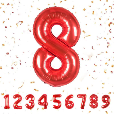 Reusachtige Folie Ballon Nummer 8 Rood - 104 cm - Feestdecoratie Verjaardag