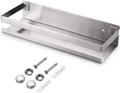 Roestvrijstalen Hoekplank voor Badkameraccessoires, Wandplank voor Keuken en Woonkamer (30cm, Zilver) - Ideaal voor Opslag en Organisatie