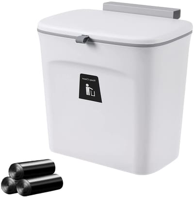 Kleine Afvalbak 7 L - Geurvrije Afvalemmer met Deksel voor Keuken, Kantoor en Badkamer - Multifunctionele Hangende Prullenbak