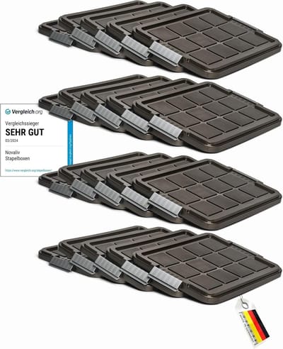 Novaliv 20x vervangingsdeksels 27 liter met clipsluiting 46,5x36,5 cm antraciet