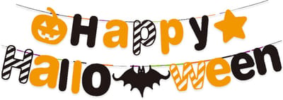 BTH - Letterslinger - Happy Halloween Oranje En Zwart - Halloween - Halloween Decoratie - Halloween Versiering - 1 Stuk