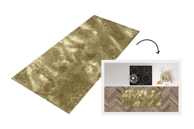 Keukenloper - Loper keuken - Goud - Glitter - Structuur - 120x50 cm - Keukenloper vinyl
