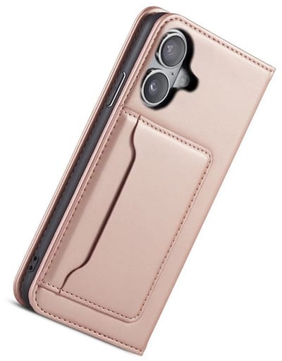 Fashion Wallet Case Hoesje geschikt voor iPhone 16 Plus - roze- Magnetische sluiting - Pasjeshouder - Contant geld - Duurzaam - Stijlvol - Mode - Dagelijks gebruik