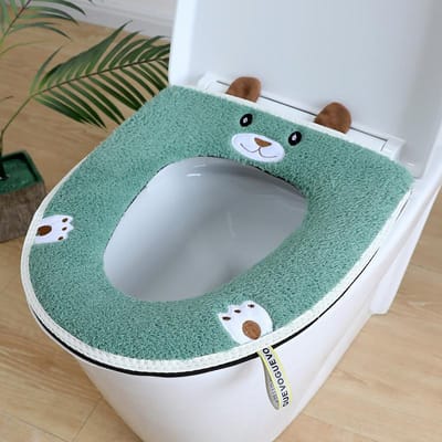Tapis de protection pour siège de toilette, motif dessin animé, chauffant, pour salle de bain, accessoire de toilette, plus épais, lavable, avec coussin chauffant gray