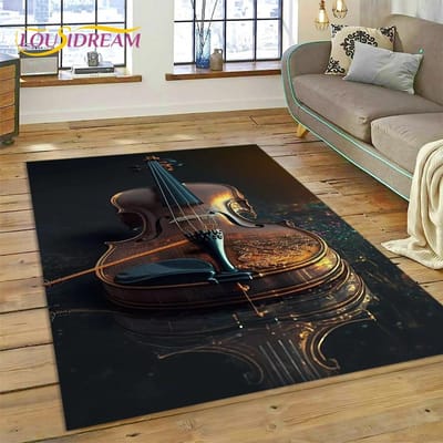 Droom Viool Cello Muziekinstrument Tapijt Tapijt voor Thuis Woonkamer Slaapkamer Bank Deurmat Decor, kinderen Gebied Tapijt Antislip Vloermat 40x60cm