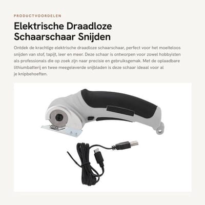 Dailygoods - Elektrische Draadloze Schaarschaar - Snijden van Stof en