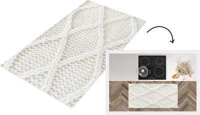 Keukenloper - Loper keuken - Trui - Patronen - Wit - 120x60 cm - Keukenloper vinyl