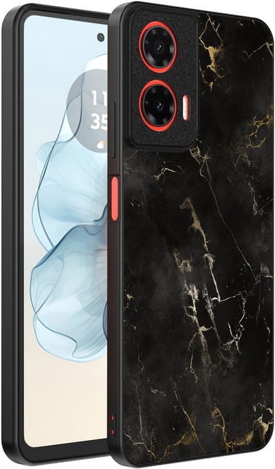 Smartphonica Telefoonhoesje Geschikt voor Motorola Moto G04 - G24 - G24 Power - E14 met marmer opdruk - TPU backcover case black marble design - Zwart