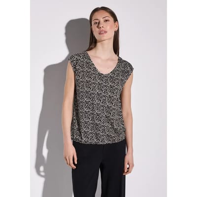 Street One Dames Shirt met patroon in Zwart, in size: 36