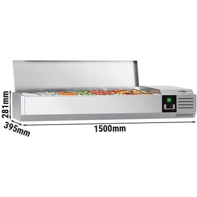 GGM Gastro Kühlaufsatzvitrine PREMIUM - 1500x395mm - 6x GN 1/3 Zilver