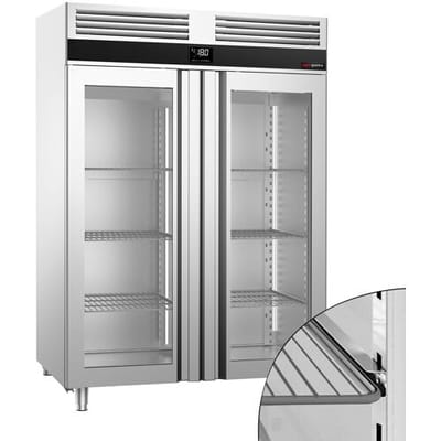 GGM Gastro Tiefkühlschrank Edelstahl PREMIUM - GN 2/1 - 1400 Liter - mit 2 Glastüren