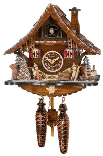 Engstler - 47124_QM - Koekoeksklok - Kwarts - Notenhout - met muziek - 31 cm