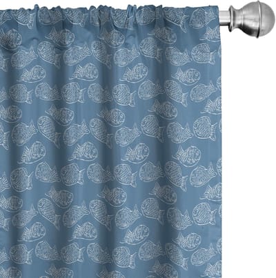 ABAKUHAUS Marine – 2x75x175 cm – Voorhangpaneel – Microvezel, Halfdonker, Digiprint