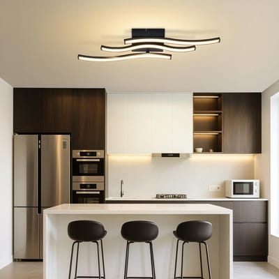 Glitzerlife - Plafondlamp - 3 LED Lichtbuizen - Warmwit 3000K - Kunststof - Ø51,5cm - Zwart - Plafondverlichting voor Wohnzimmer Küche