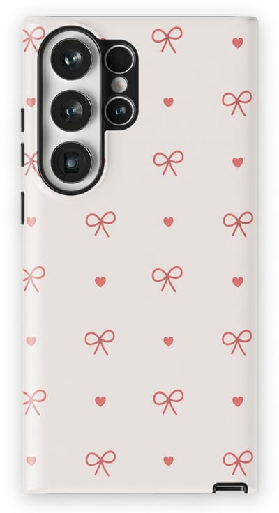 Tough Hoesje met Hartjes Samsung Galaxy S23 Ultra | Little Love Tough Case Geschikt voor Mag | Hartjes Print Backcover Samsung Galaxy S23 Ultra Sweet Bows