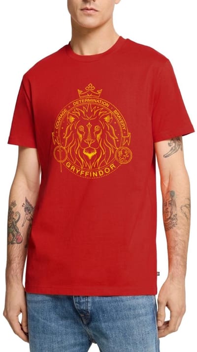 Harry Potter Griffoendor Lineart Premium T Shirt Heren