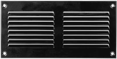 Stalen Ventilatierooster met Insectenbescherming - Ideaal voor HVAC en Muurbevestiging (20 x 10 cm, Zwart)