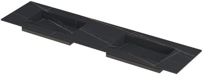 INK Post Wastafel Keramische Slab Envelop Bak Dubbel Zonder Kraangaten - 1800x450x10 mm - Lauren Black Mat