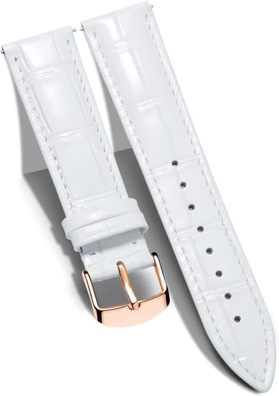 Echte Crocodilleer Horlogeband Vervanging met Snelle Ontgrendeling, Waterdicht, 10 Kleuren en 13 Maten voor Mannen en Vrouwen, Keuze uit Gespen in Goud, Roze en Zilver (12-24mm)