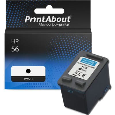 PrintAbout huismerk Inktcartridge 56 (C6656AE) Zwart Geschikt voor HP