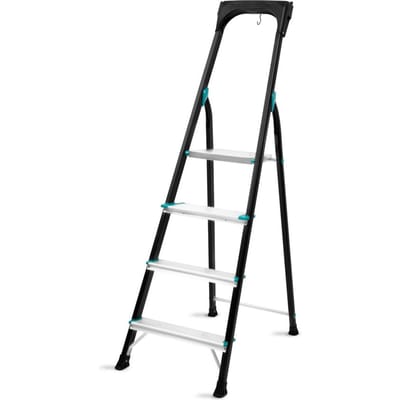 VONROC PRO Huishoudtrap – Aluminium klustrap inklapbaar – 4 treden antislip – max. belastbaarheid 150kg