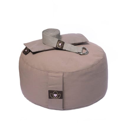 Pakket meditatiekussen, oogkussen en riem taupe - Lotus