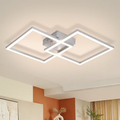 NETTLIFE LED Plafondlamp - Rechthoekig - Zilver - 24W - 4000K Neutraal Wit - Draaibaar Modern Design - Slaapkamer Woonkamer Keuken Hal