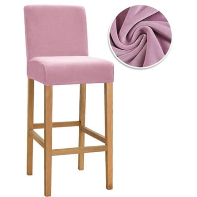 Fluwelen Stoffen Barkrukhoezen Stretch Zachte Eetkamerstoelhoezen Wasbare Lage Rugleuninghoezen Stoelen Voor Keuken Huis Hotel Banket 1 Piece gray