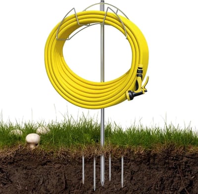 Tuinslanghouder - Slang organizer - Slang netjes houden - Vrijstaande standaard - 119 cm hoog - Zilver