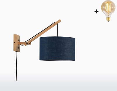 GOOD&MOJO Wandlamp Andes - Bamboe/Zwart - 50x32x45cm - Binnen Scandinavisch,Bohemian
