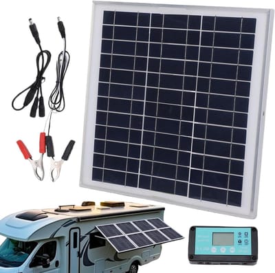 Zonnepaneel Kit - Solar Charger - Energie Opladen - Waterdichte Controller - 31 x 30.9 cm - Zwart