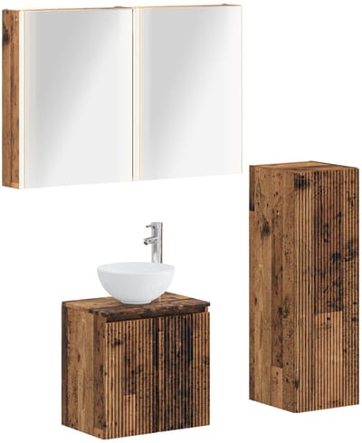 vidaXL Badkamermeubelset 4 st Oud hout Bewerkt hout en glas