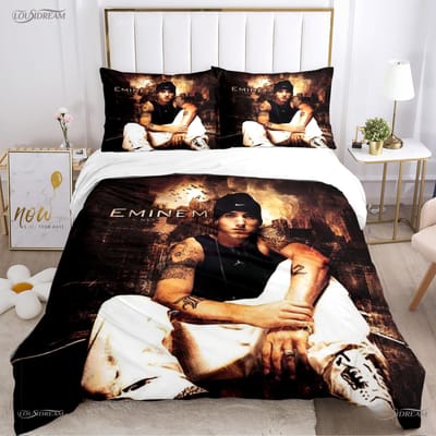 Eminem Hip-Hop Zanger Alle Seizoenen Dekbed Casal Hoes Beddengoed Sets Zachte Dekbedhoes En Kussenslopen Tieners Enkel/Dubbel/Queen/King 150*200cm 3pcs