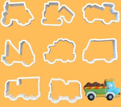 Uitsteekvormen Set met Voertuigen; Truck, Kraan, Takelwagen, Tractor etc. 8 stuks - Koekjes deeg uitsteken, Klei vormen maken